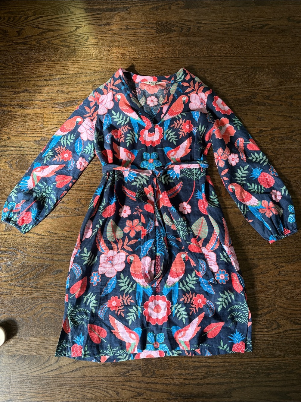 Boden Linen Tropical Print Dress